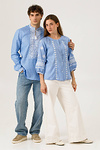 Women's embroidered shirt made of blue linen by Rostyslav